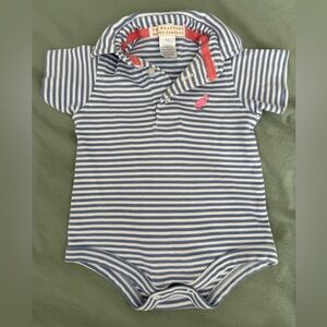 TBBC The Beaufort Bonnet Company Blue Striped Polo Onesie 6-12M
